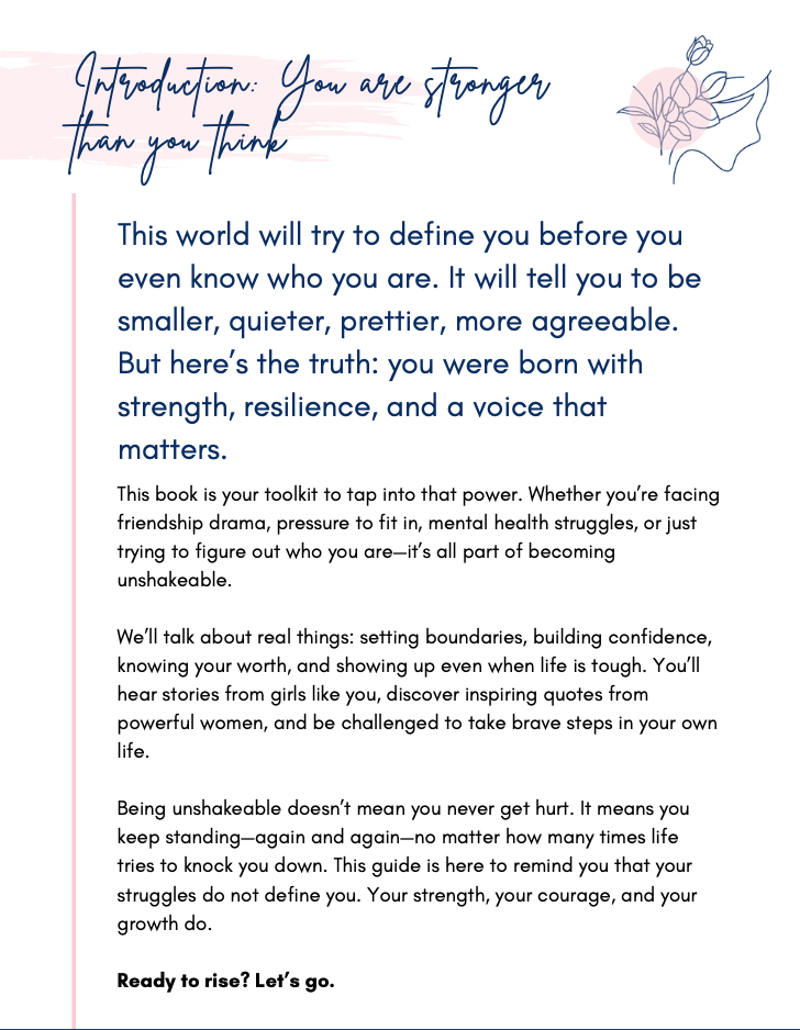 Unshakeable: A Guide to Resilience, Strength & Self-Worth for Teen Girls
